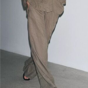 Zara BLACK Linen Pants M